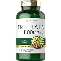 Triphala Capsules | 1100mg | 300 Count Supplement | Non-GMO and Gluten Free | by Carlyle