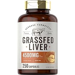 Grassfed Beef Liver Capsules 4500mg | 250 Count | Desiccated Supplement | Non-GMO, Gluten Free | by Herbage Farmstead