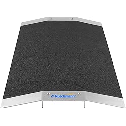 Ruedamann 15.5" L x 1" H Wheelchair Ramp,600lbs Capacity,Bridge Threshold Ramp with Supporting Frame and Non-Slip Surface,Aluminum Ramp for Wheelchairs, Stairs,Vans, Steps