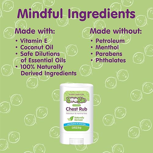 Chest Rub Stick by the Makers of Boogie Wipes, Soothing Eucalyptus and Lavender, 0.49oz, Pack of 1
