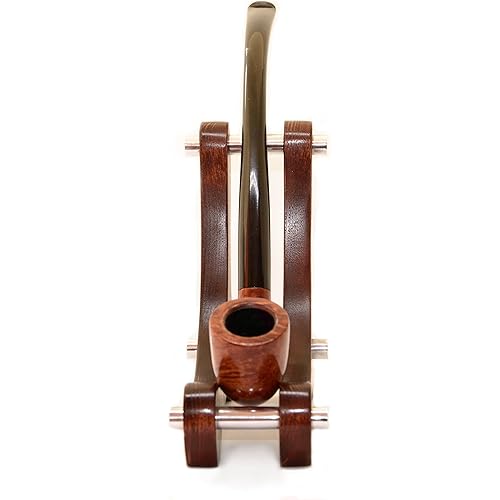 KAFpipeWorkshop Tobacco Pipe Stand for Long stem Churchwarden Smoking Pipes Handmade from ASH Tree Wood Pipe Rack Holder Showcase Display for one Pipe