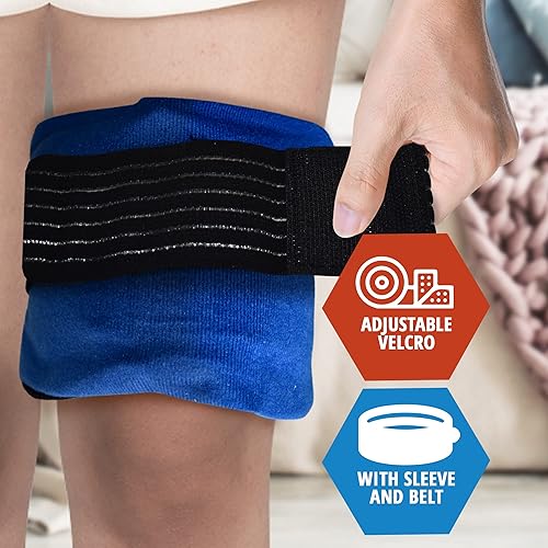 MED PRIDE Reusable Hot and Cold Packs with Sleeve and Belt [2 Gel Pads] - Microwavable Heating Pads & Ice Packs for Hot & Cold Therapy- Medical Compress for Injuries, Headaches, Knee Back Pain Relief
