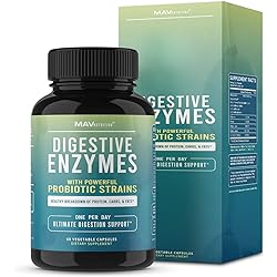 Digestive Enzymes & Probiotic Supplement | Enzymes for Digestion Aid, Bloating, IBS, Constipation and Gas Relief | 60 Premium Enzymes Blend Capsules