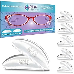 GMS Optical® 1.3mm Ultra-Thin Anti-Slip Adhesive Contoured Silicone Eyeglass Nose Pads with Super Sticky Backing for Glasses, Sunglasses, and Eye Wear - 5 Pair Clear
