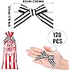 120 Pieces Black and White Striped Twist Tie Bows Polyester Satin Ribbon Bows Tie Bows for Tying up Packages Present Crafts Gift Wrapping Bags Package Bakery Candy Bags Decorating Ribbon Wrap Bow