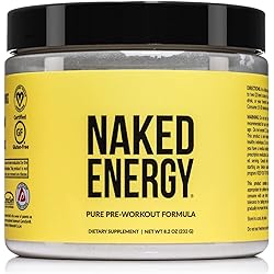 Naked Energy – Pure Pre Workout Powder for Men and Women, Vegan Friendly, Unflavored, No Added Sweeteners, Colors or Flavors – 50 Servings