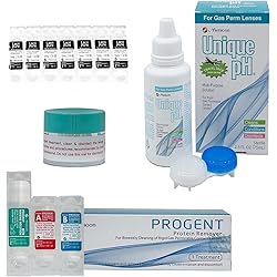 Menicon Unique pH Multi-Purpose Solution 2.5 fl Oz, Progent 1 Treatment Contact Lens Cleaner and LacriPure Saline 7 Vials Bundle