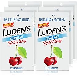 Luden's Deliciously Soothing Throat Drops, Sugar-Free Wild Cherry Flavor, 25 CT, 6 Pack