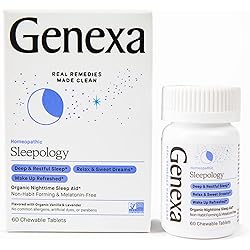 Genexa Sleepology® Nighttime Sleep Aid - 60 Tablets - Nighttime Sleep Aid to Help You Fall Asleep, Wake Up Refreshed, Certified Organic & Non-GMO, Physician Formulated, Homeopathic