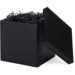 Hallmark 7" Large Box with Lid and Shredded Paper Fill Black for Weddings, Holidays, Graduations, Birthdays, Anniversaries