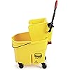 Rubbermaid Commercial Products, WaveBrake - Commercial Industrial Mop Bucket with Side-Press Wringer Combo on Wheels, 35 Quart, Yellow