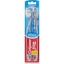 Colgate 360 Sonic Battery Power Electric Toothbrush with Floss-Tip Bristles and Tongue and Cheek Cleaner, Soft - 2 Count Pack of 1