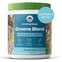 Amazing Grass Greens Blend Alkalize & Detox: Smoothie Mix, Cleanse with Super Greens Powder, Beet Root Powder, Digestive Enzymes, Prebiotics & Probiotics, 30 Servings Packaging May Vary