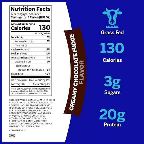 Orgain Organic 26g Grass Fed Whey Protein Shake, Creamy Chocolate - 14 Ounce, 12 Count & Grass Fed Clean Protein Shake, Creamy Chocolate Fudge - 11 oz, 12 Count Packaging May Vary