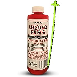 Liquid Fire Drain Opener Cleans Drain Pipes in Sinks Tubs Shower Stalls Septic Tanks and Laterals-Clog Remover Drain Cleaner Toilet Clog Remover-16 OZ with Centaurus AZ Drain Snake