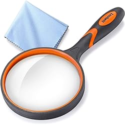 Magnifying Glass 10X Handheld Reading Magnifier - 100MM Large Magnifying Lens with Non-Slip Soft Handle for Book Newspaper Reading, Insect and Hobby Observation, Classroom Science