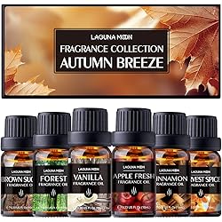 Autumn Breeze Fragrance Oil Collection - Premium Scented Oil Gift Set for Diffuser, DIY Candles, Soaps, Slime, Air Freshener - Cinnamon, Vanilla, Harvest Spice, Forrester, Apple Fresh, Brown Sugar