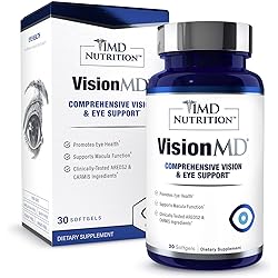 1MD Nutrition VisionMD Eye Vitamin CARMIS - with OptiLut Lutein & Zeaxanthin | Supports Vision Health, Everyday Eye Strain, Occasional Dry Eye | 30 Softgels