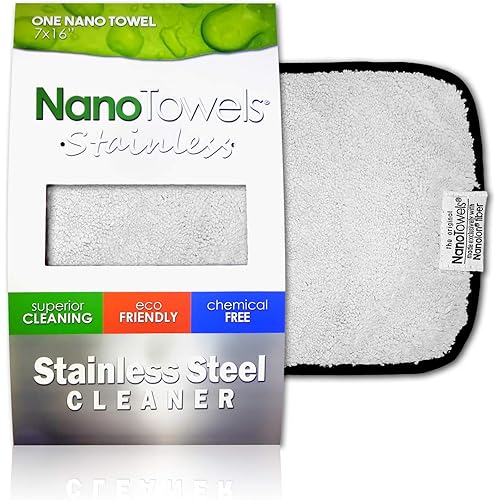 Nano Towels Stainless Steel Cleaner | The Amazing Chemical Free Stainless Steel Cleaning Reusable Wipe Cloth | Kid & Pet Safe | 7x16 1 pc