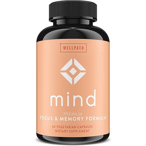 Mind Brain Supplement - Natural Formula to Boost Focus & Memory with Lion's Mane, Ginkgo Biloba, and L-Theanine for Long Term Brain Support - 60 Ct by WellPath