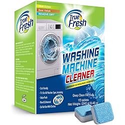 True Fresh Washing Machine Cleaner Tablets, 15 Solid Deep Cleaning Tablet, Finally Clean All Washers Machines Including HE Front Loader Top Load