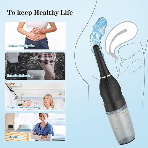 Automatic Electric Silicone Enema Bulb with 5 Speeds, Adorime Rechargeable Anti Back-Flow Enema Douche Cleaner Kit for Men Women Intestine Colon Cleansing Health Care
