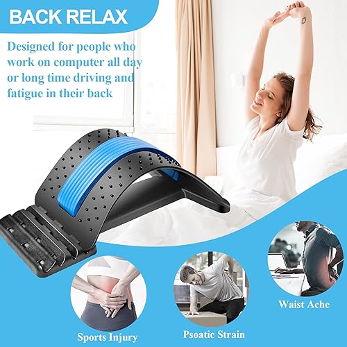 Back Stretcher4-Level, Back Cracker, Back Cracking Device for Back Pain Relief, Adjustable Multi-Level Back Support Back Massager, Upper & Lower Back Muscle Pain Relief for Sciatica, Scoliosis