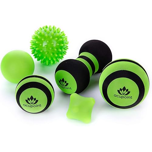 Acupoint Massage Ball Set Workout Cards & Exercise Cards Bundle - 6 Physical Therapy Balls for Post Workout and Great Bodyweight Exercises Flash Cards Guide for Fitness at Home & Gym