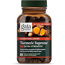 Gaia Herbs Turmeric Supreme Extra Strength - Helps Reduce Occasional Inflammation from Normal Wear & Tear - with Turmeric & Black Pepper - 120 Vegan Liquid Phyto-Capsules Up to 120-Day Supply