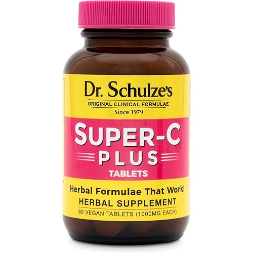 Dr. Schulze’s | Super-C Plus | Vitamin C Complex | Clinical Herbal Formula | Dietary Supplement | Immunity Support | Increase Collagen Formation & Iron Absorption | 60 Chewable Tablets 1000 mg
