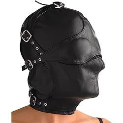Strict Leather Asylum Leather Hood with Removable Blindfold and Muzzle, MediumLarge