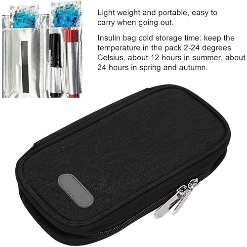 Insulin Cool Bag, Light Weight Multiple Layer Insulin Cold Storage Bag Portable for Patient CareBlack