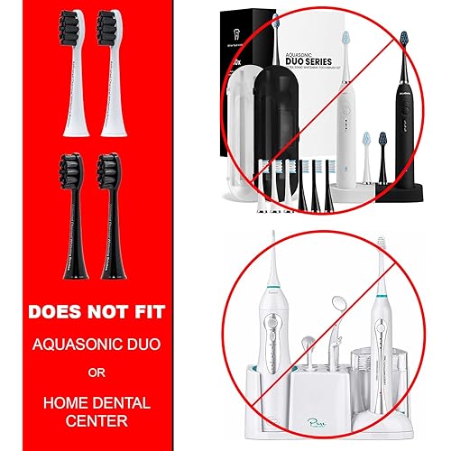 AquaSonic 2-Pack Activated Charcoal Brush Heads - Ultra Whitening Brush Heads - 2X Whitening & Stain Remover - for Black Series, Black Series Pro, Vibe Series, Duo Pro Series Black