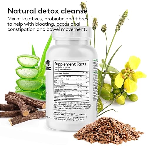 15 Day Colon Cleanser & Detox for Waste Loss to Feel Lighter or Break The Plateau | Natural Cleanse Pills for Belly Bloat Relief for Men & Women by Youth & Tonic