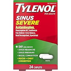 TYLENOL Sinus Congestion & Pain, Severe Caplets Daytime Non-Drowsy 24 EA Pack of 3