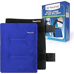 TheraPAQ Ice Packs for Injuries Reusable Version - Adjustable, Large 14 x 11 Inch Hot and Cold Gel Pack w Adjustable Strap for Hip, Shoulder, Knee and Back Discomfort - Sports Therapy and Recovery