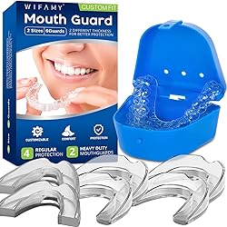Wifamy Mouth Guard for Clenching Teeth at Night, Sport Athletic, Whitening Tray, Including 4 Regular and 2 Heavy Duty Guard