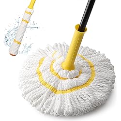 Self-Wringing Twist Mop for Floor Cleaning, Long Handled Mops with Top Scouring Pad for Kitchen, Restaurant, Bathroom, Garages, Warehouses, Office, 57-inch