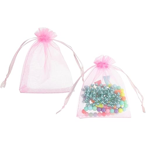 Mudder 50 Pack Organza Gift Bags Wedding Party Favor Bags Jewelry Pouches Wrap, 4 x 4.72 Inches Pink