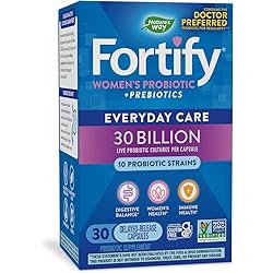 Nature’s Way Fortify Women’s 30 Billion Daily Probiotic Supplement, 10 Strains, Digestive Health, Immune Support, No Refrigeration, 30 Capsules