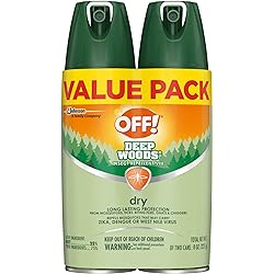 OFF! Deep Woods Insect Repellent Aerosol, Dry, Non-Greasy Formula, Bug Spray with Long Lasting Protection from Mosquitoes, 8 oz Pack of 2