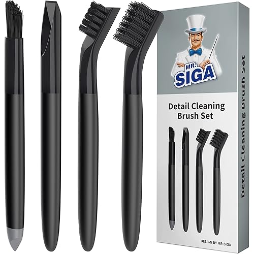 MR.SIGA Grout Cleaner Brush Set, Detail Cleaning Brush Set for Tile, Sink, Drain, Grout Brush Set for Edge, Crevice Cleaning