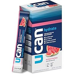 UCAN Hydrate Packets, Watermelon, 12 Count 1.27 Ounce, Keto, Sugar-Free Electrolyte Replacement for Men & Women, Non-GMO, Vegan, Gluten-Free, Great for Runners, Gym-Goers, High Performance Athletes