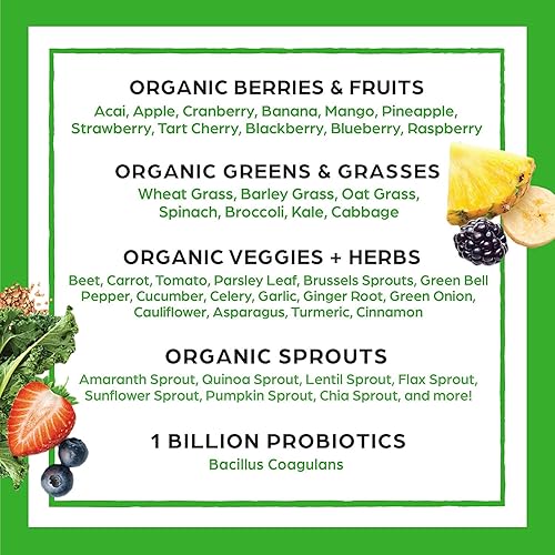 Orgain Organic Green Superfoods Powder, Original - Antioxidants, 1 Billion Probiotics, Vegan, Dairy Free, Gluten Free, Kosher, Non-GMO, 0.62 Pound Packaging May Vary