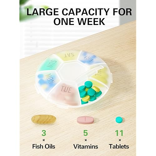 Small Pill Organizer Weekly 2 Pack, Barhon 7 Day Daily Pill Box Cases, 2 Weeks Portable Medicine Container for Vitamin Fish Oil SupplementsWhite