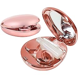Aukvite Contact Lens Case, Portable Contact Lens Box Kit with Mirror, Travel Contact Len Case Durable Compact Soak Storage Kit with Solution Bottle Tweezers Container Remover Combo Pattern