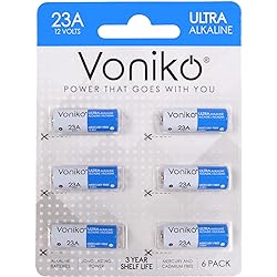 Voniko Alkaline Battery 23A - Ultra 23A Batteries 6-Pack - Long Lasting 12 Volt A23 Battery for Doorbells and Power Remote