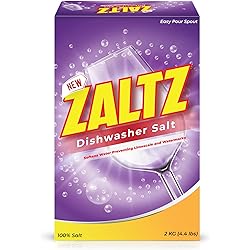 Zaltz Dishwasher Salt - Dishwasher Rinse Aid, Water Softener, Dishwasher Cleaner, Rinse Aid, Easy Pour Spout, Real Salt For Dishwasher, 4.4 lb Box