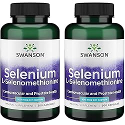 Swanson Selenium L-Selenomethionine - Herbal Supplement Promoting Heart Health & Prostate Health - May Support Immune System & Thyroid Health - 300 Capsules, 100mcg Each 2 Pack