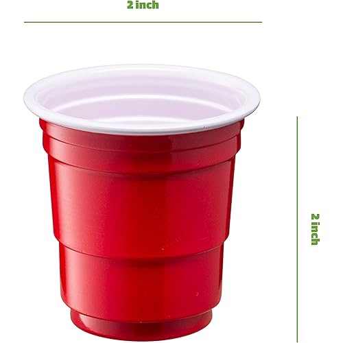 Bulk Case of 20100 Count]2000 - 2 oz. Mini Plastic Shot Glasses - Red Disposable Jello Shot Cups